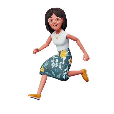 Girl Running  3D Illustration
