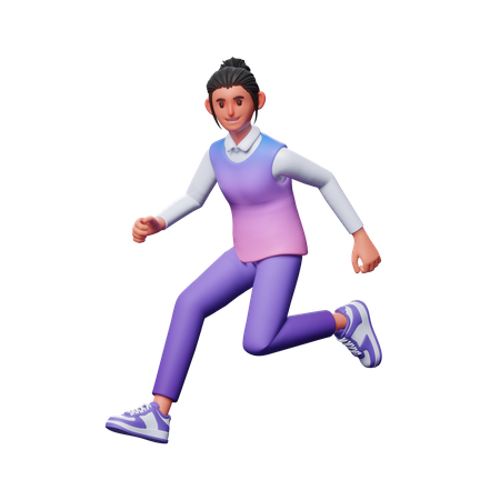 Girl Running Pose 3D Illustration