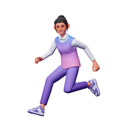 Girl Running Pose 3D Illustration