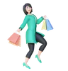 Girl Running With Shopping Bag