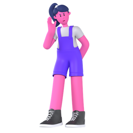 Girl Saying Hello  3D Icon