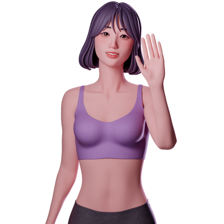 Girl Saying Hello  3D Illustration