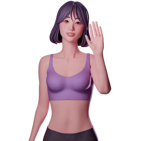 Girl Saying Hello  3D Illustration