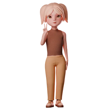 Girl Saying Hi  3D Illustration