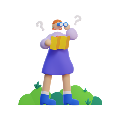 Girl searching location  3D Icon