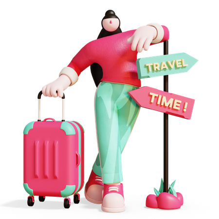 Girl select travel destination  3D Icon