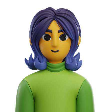Girl Short Hair with Sweater  3D Icon