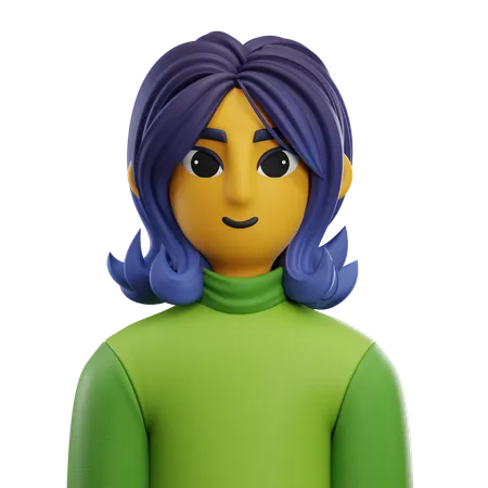 Girl Short Hair with Sweater  3D Icon