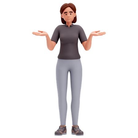 Girl Show Shrugging Pose  3D Illustration