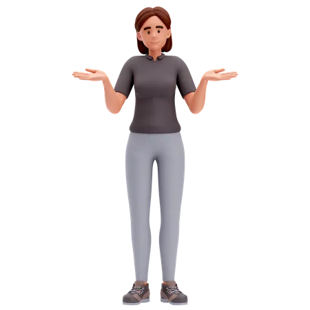Girl Show Shrugging Pose  3D Illustration