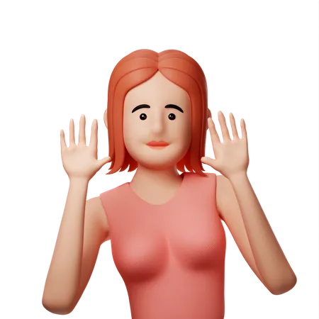 Girl showing both open hands  3D Illustration