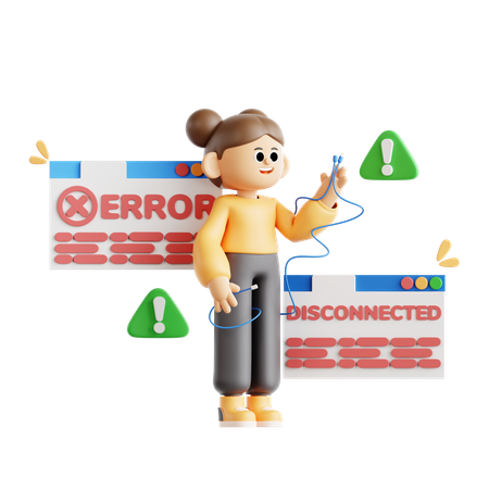 Girl Showing Complicated Connection  3D Illustration