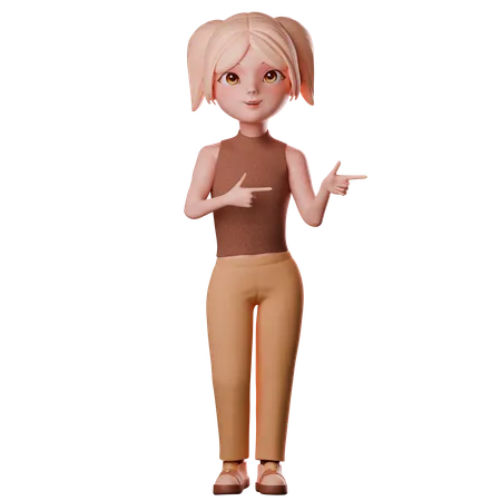 Girl Showing Direction  3D Illustration