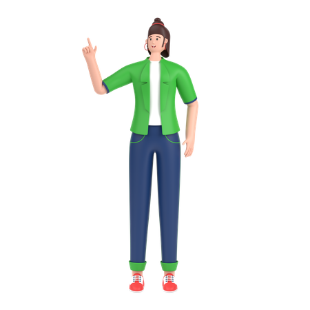 Girl showing fingers doing victory sign  3D Illustration