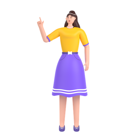 Girl showing fingers doing victory sign 3D Illustration