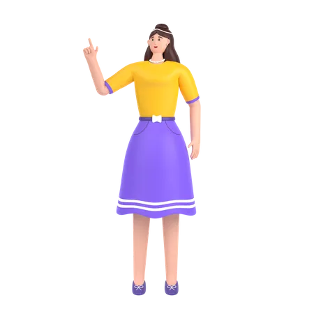 Girl showing fingers doing victory sign  3D Illustration