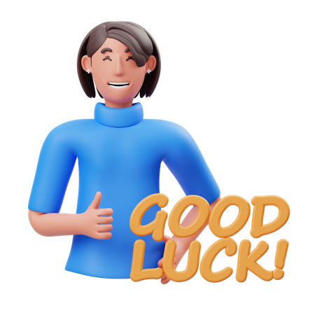 Girl showing good luck gesture  3D Illustration