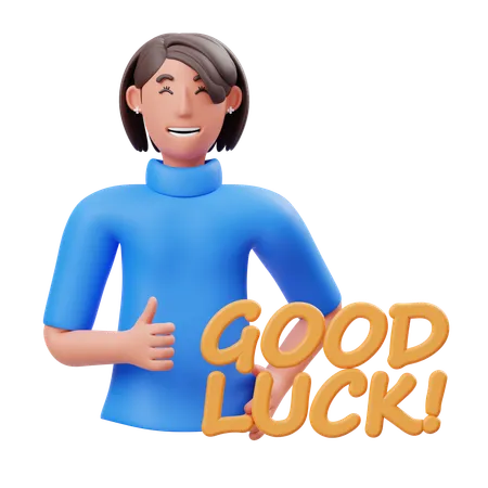 Girl showing good luck gesture  3D Illustration