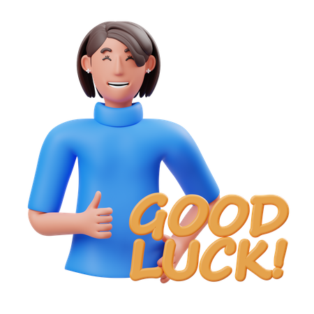 Girl showing good luck gesture  3D Illustration