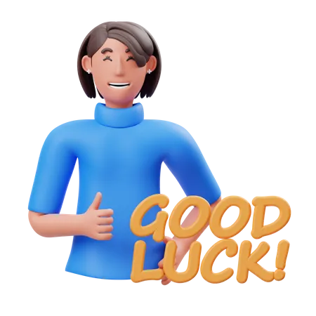 Girl showing good luck gesture  3D Illustration