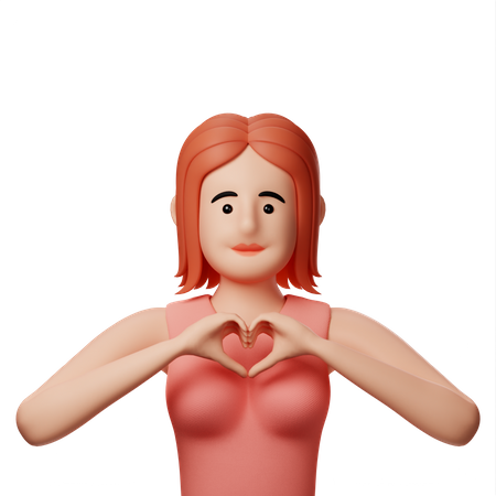 Girl showing heart gesture  3D Icon