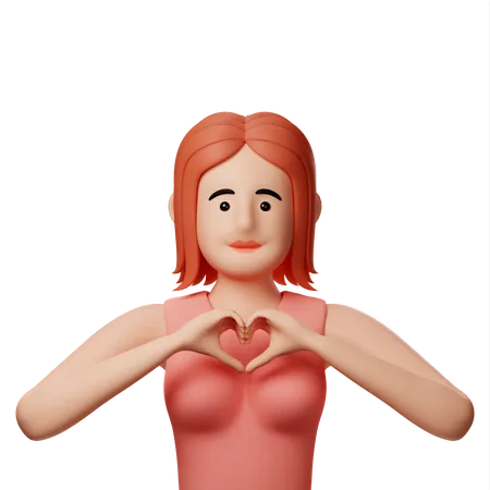 Girl showing heart gesture  3D Illustration