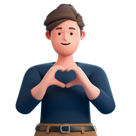 Girl Showing Heart Sign  3D Illustration