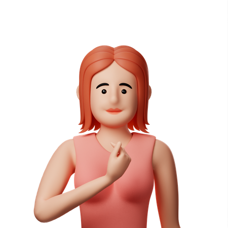 Girl showing Korean heart gesture 3D Illustration