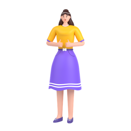 Girl showing like hand gesture  3D Illustration