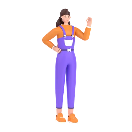 Girl showing nice gesture pose  3D Illustration