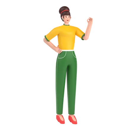 Girl showing nice gesture pose  3D Illustration