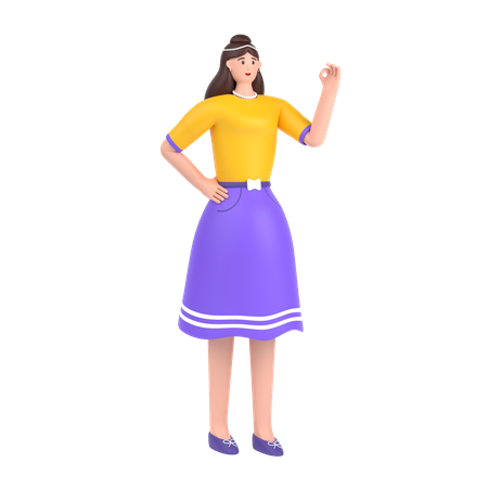 Girl showing nice gesture pose  3D Illustration