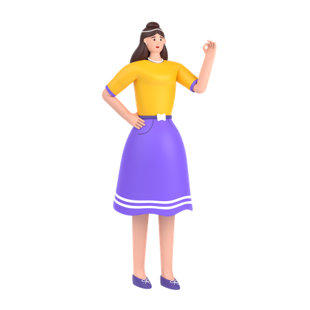 Girl showing nice gesture pose 3D Illustration