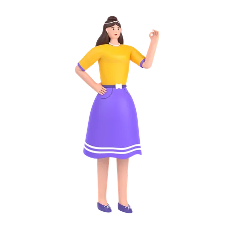 Girl showing nice gesture pose  3D Illustration