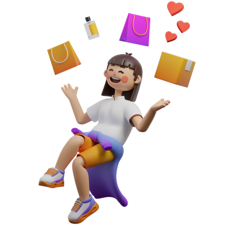 Girl Showing Packaging Display  3D Illustration