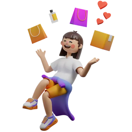 Girl Showing Packaging Display  3D Illustration