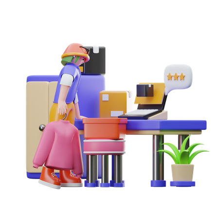 Girl showing Product review  3D Illustration