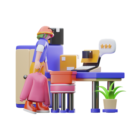 Girl showing Product review  3D Icon