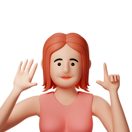 Girl showing seven fingers  3D Illustration