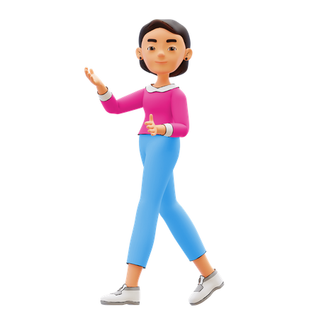 Girl showing something  3D Icon