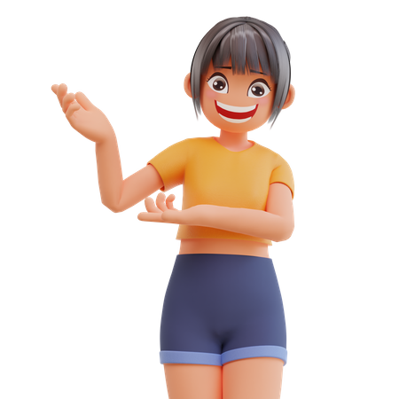 Girl showing something  3D Illustration