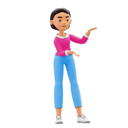 Girl showing something  3D Illustration