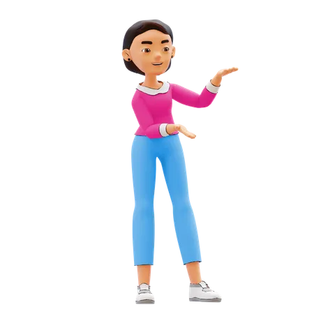 Girl showing something  3D Illustration