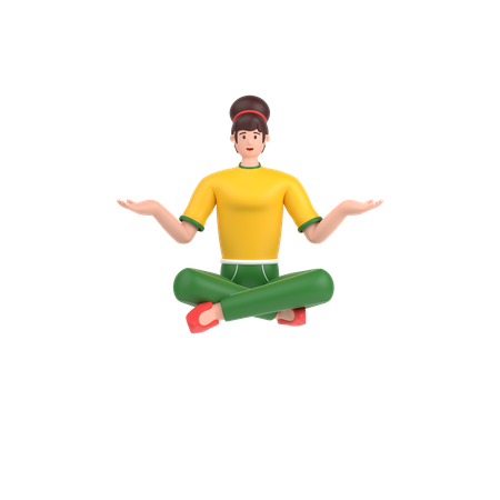Girl showing something with open palm hand  3D Icon