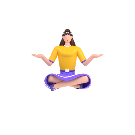 Girl showing something with open palm hand  3D Icon