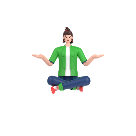 Girl showing something with open palm hand  3D Icon