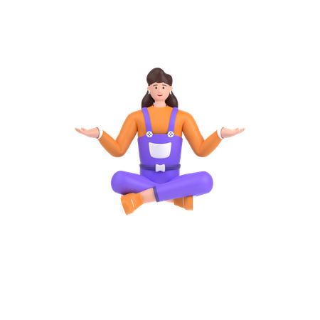 Girl showing something with open palm hand  3D Icon