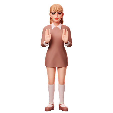 Girl Showing Stop Gesture  3D Icon