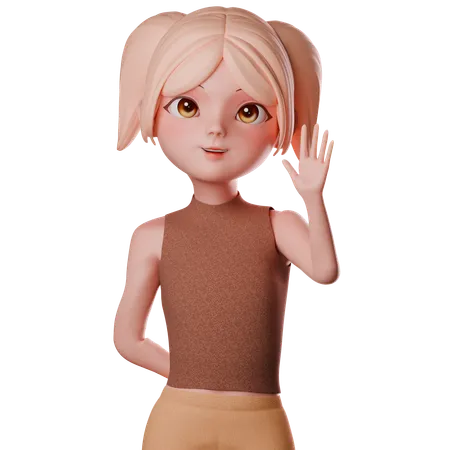 止まれの手振りをする女の子  3D Illustration