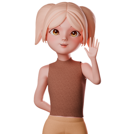 Girl Showing Stop Hand Gesture  3D Icon